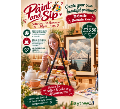 Paint And Sip With Afternoon Tea - Saturday 7th November